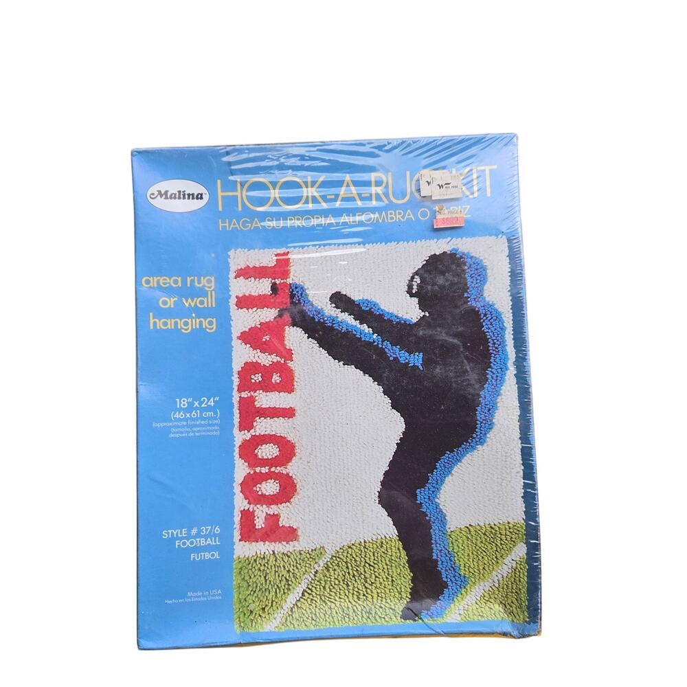 Malina Hook-A-Rug Kit Football is a vintage latch hook rug kit